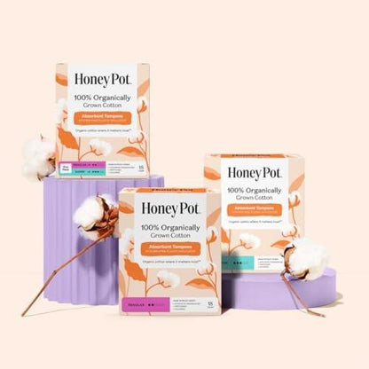 The Honey Pot Company - Multipack Tampons mit Bio-Kunststoff-Applikator - 100% Bio-Baumwollkern - Regular & Super Saugstärke - Duftneutral - Damenhygiene - 18 Stück