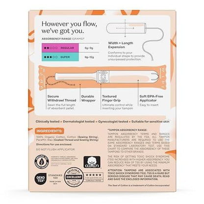 The Honey Pot Company - Multipack Tampons mit Bio-Kunststoff-Applikator - 100% Bio-Baumwollkern - Regular & Super Saugstärke - Duftneutral - Damenhygiene - 18 Stück