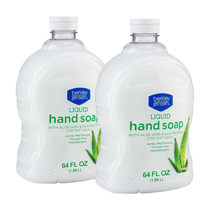 Berkley Jensen flüssige Handseife Nachfüllpackung mit Aloe Vera - 2x 1,89 Liter - hypoallergen, parabenfrei, mit Seidenprotein für weiche Hände