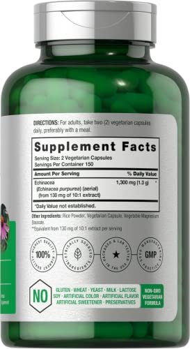 Horbäach Echinacea Extrakt Kapseln | 300 Stück | Vegan, Nicht-GVO, Glutenfrei