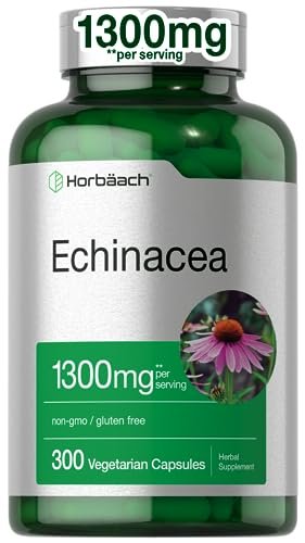 Horbäach Echinacea Extrakt Kapseln | 300 Stück | Vegan, Nicht-GVO, Glutenfrei