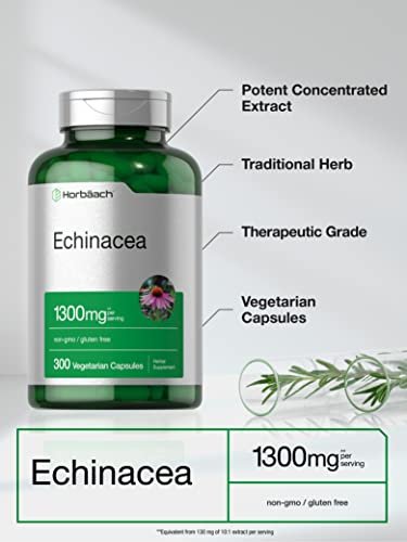 Horbäach Echinacea Extrakt Kapseln | 300 Stück | Vegan, Nicht-GVO, Glutenfrei