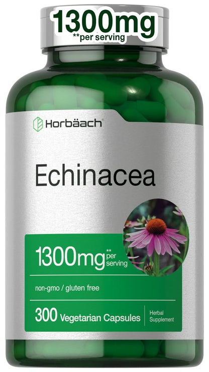 Horbäach Echinacea Extrakt Kapseln | 300 Stück | Vegan, Nicht-GVO, Glutenfrei