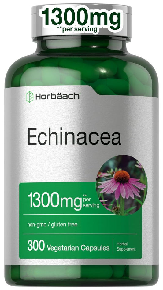 Horbäach Echinacea Extrakt Kapseln | 300 Stück | Vegan, Nicht-GVO, Glutenfrei