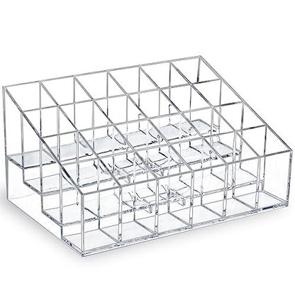 MOSIKER Lippenstift-Organizer, kleiner durchsichtiger Kunststoff-Behälter für Lipgloss, Lippenpflegestifte, Parfümproben, Mascara, mit 24 Fächern