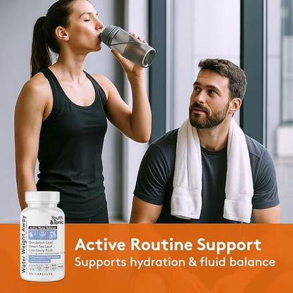 Youth & Tonic Wasserpillen gegen Wassereinlagerungen – Natürliches Diuretikum für Entblähung & Flüssigkeitsbalance, Unterstützung bei geschwollenen Beinen & Füßen mit Kalium & Vitamin B6 – 60 Kapseln