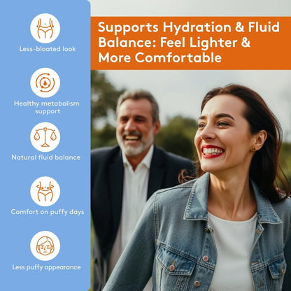Youth & Tonic Wasserpillen gegen Wassereinlagerungen – Natürliches Diuretikum für Entblähung & Flüssigkeitsbalance, Unterstützung bei geschwollenen Beinen & Füßen mit Kalium & Vitamin B6 – 60 Kapseln