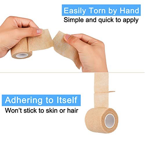 12er-Pack Selbstklebende Kohäsive Mullbinden 5 cm x 4,5 m, Erste-Hilfe-Bandage, elastisches selbstklebendes Tape, Sportverband, Handgelenk, hautfarben
