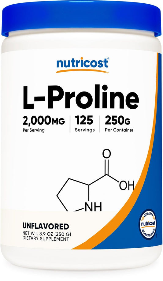 Nutricost L-Prolin Pulver 250g – 2.000 mg pro Portion, Non-GMO