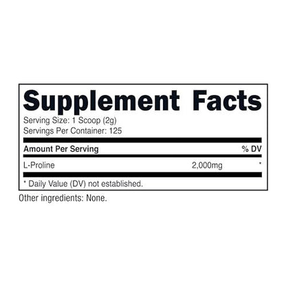 Nutricost L-Prolin Pulver 250g – 2.000 mg pro Portion, Non-GMO