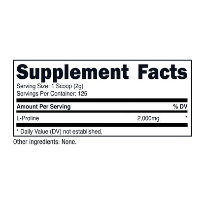 Nutricost L-Prolin Pulver 250g – 2.000 mg pro Portion, Non-GMO