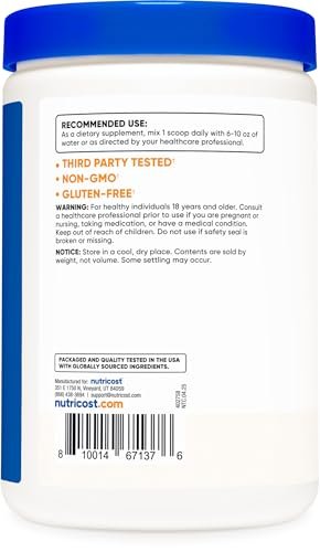 Nutricost L-Prolin Pulver 250g – 2.000 mg pro Portion, Non-GMO