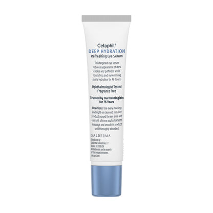CETAPHIL Deep Hydration Refreshing Eye Serum – 48-Stunden-Feuchtigkeitsspender mit Hyaluronsäure, Vitamin E & B5 gegen dunkle Augenringe (0,5 fl oz)