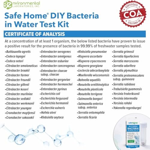 Safe Home® DIY Bakterien im Wasser Testkit – Ergebnisse in nur 6 Stunden – Erkennt 50 verschiedene Arten von coliformen Bakterien – EPA-Labor-zertifiziert – Hergestellt in den USA – (1 Packung)