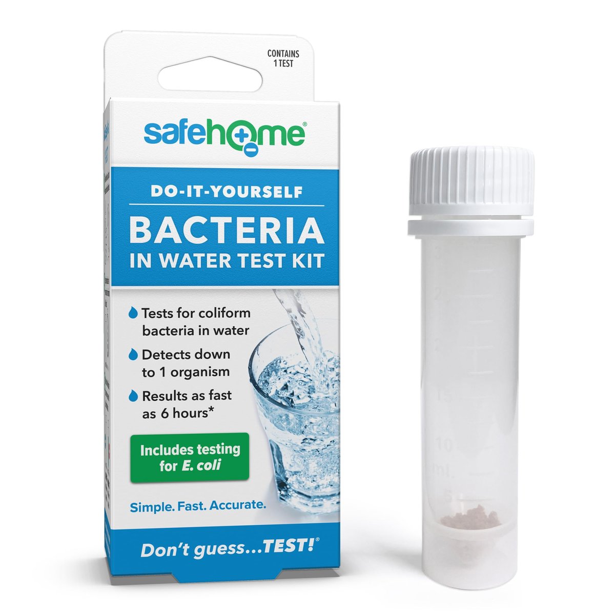 Safe Home® DIY Bakterien im Wasser Testkit – Ergebnisse in nur 6 Stunden – Erkennt 50 verschiedene Arten von coliformen Bakterien – EPA-Labor-zertifiziert – Hergestellt in den USA – (1 Packung)