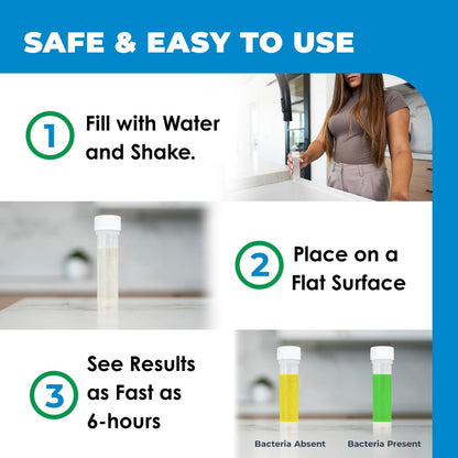 Safe Home® DIY Bakterien im Wasser Testkit – Ergebnisse in nur 6 Stunden – Erkennt 50 verschiedene Arten von coliformen Bakterien – EPA-Labor-zertifiziert – Hergestellt in den USA – (1 Packung)