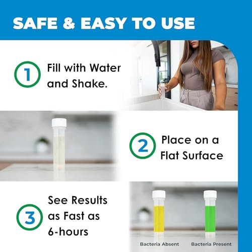 Safe Home® DIY Bakterien im Wasser Testkit – Ergebnisse in nur 6 Stunden – Erkennt 50 verschiedene Arten von coliformen Bakterien – EPA-Labor-zertifiziert – Hergestellt in den USA – (1 Packung)