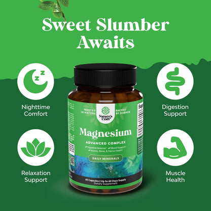 Hochdosiertes Magnesium Komplex Präparat – 500 mg Magnesiumoxid & 500 mg Citrat für Schlaf & Stimmung – Reines Citrat pro Portion für Muskeln, Magen & Verdauung – 60 Kapseln