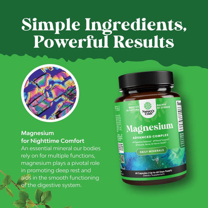 Hochdosiertes Magnesium Komplex Präparat – 500 mg Magnesiumoxid & 500 mg Citrat für Schlaf & Stimmung – Reines Citrat pro Portion für Muskeln, Magen & Verdauung – 60 Kapseln