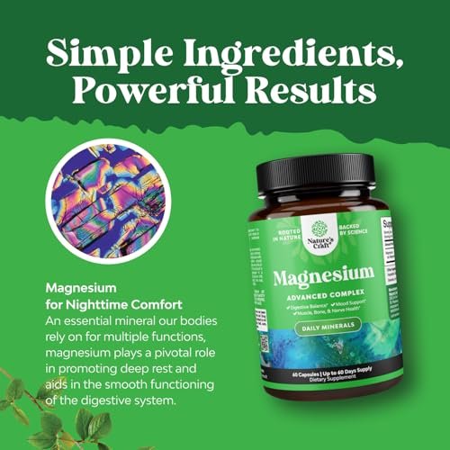 Hochdosiertes Magnesium Komplex Präparat – 500 mg Magnesiumoxid & 500 mg Citrat für Schlaf & Stimmung – Reines Citrat pro Portion für Muskeln, Magen & Verdauung – 60 Kapseln