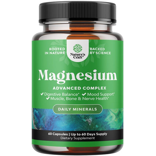 Hochdosiertes Magnesium Komplex Präparat – 500 mg Magnesiumoxid & 500 mg Citrat für Schlaf & Stimmung – Reines Citrat pro Portion für Muskeln, Magen & Verdauung – 60 Kapseln
