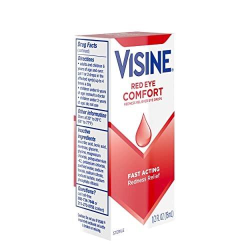 Visine Red Eye Comfort – Schnelle Linderung bei geröteten Augen durch leichte Reizungen, Tetrahydrozolin HCl, 15 ml