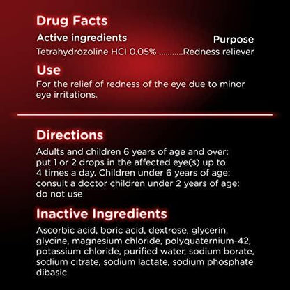 Visine Red Eye Comfort – Schnelle Linderung bei geröteten Augen durch leichte Reizungen, Tetrahydrozolin HCl, 15 ml
