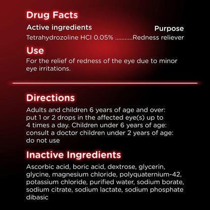 Visine Red Eye Comfort – Schnelle Linderung bei geröteten Augen durch leichte Reizungen, Tetrahydrozolin HCl, 15 ml