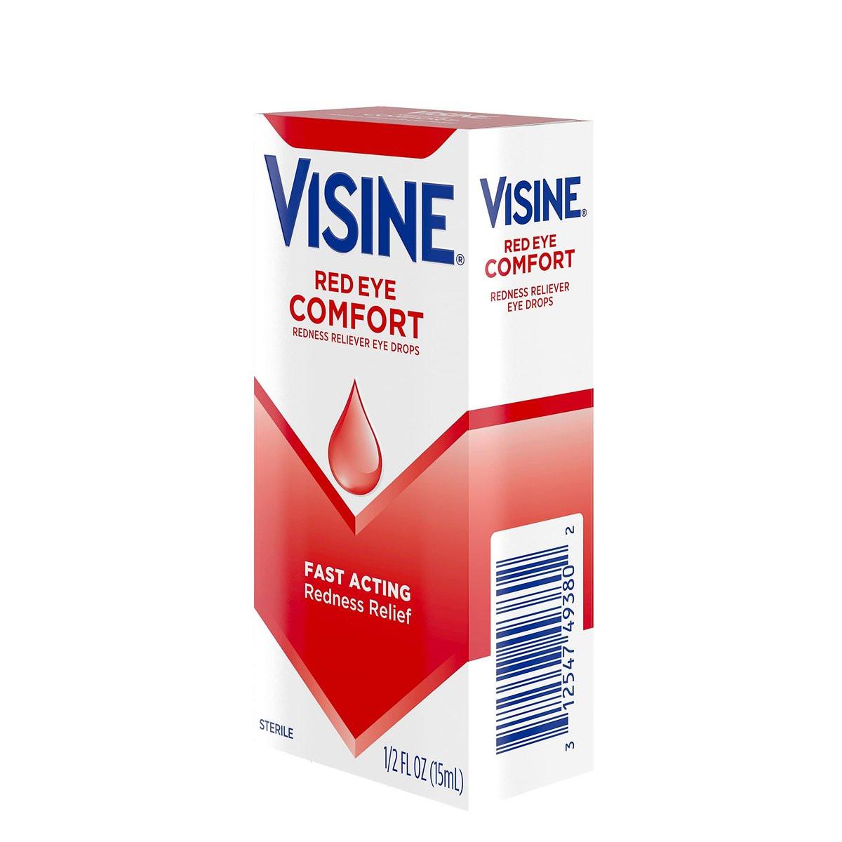 Visine Red Eye Comfort – Schnelle Linderung bei geröteten Augen durch leichte Reizungen, Tetrahydrozolin HCl, 15 ml