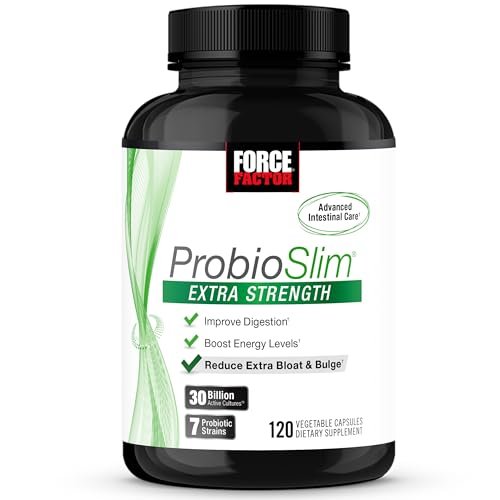Force Factor ProbioSlim Extra Strength Probiotika für Männer und Frauen – 30 Milliarden KBE für Verdauungsgesundheit, Blähungen und Darmgesundheit – mit präbiotischen Ballaststoffen – 120 Kapseln