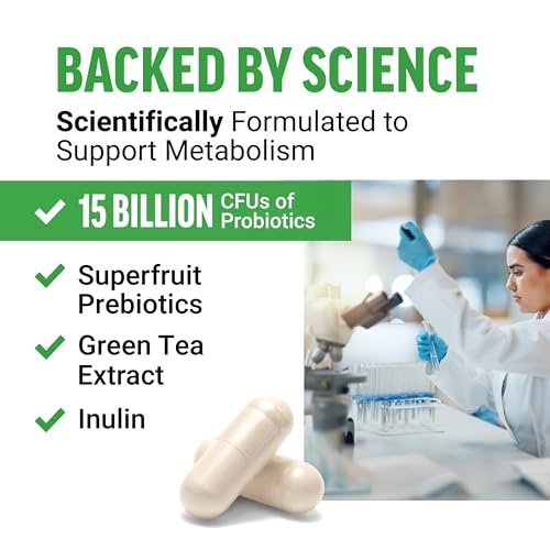 Force Factor ProbioSlim Extra Strength Probiotika für Männer und Frauen – 30 Milliarden KBE für Verdauungsgesundheit, Blähungen und Darmgesundheit – mit präbiotischen Ballaststoffen – 120 Kapseln