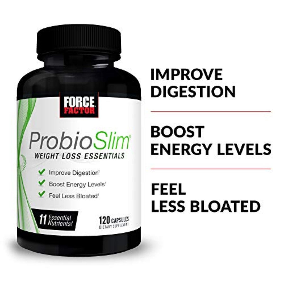 Force Factor ProbioSlim Essentials zur Gewichtsabnahme – Abnehmpillen für Frauen, Stoffwechsel-Booster, Appetitzügler mit Probiotika, Präbiotika, Elektrolyten & Grüntee-Extrakt, 120 Kapseln