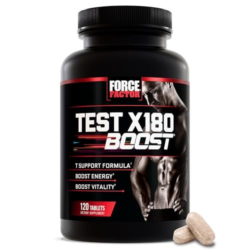 Force Factor Test X180 Boost – 9-in-1 Testosteron-Booster für Männer mit D-Asparaginsäure, Bor, Bockshornklee, Tribulus Terrestris & zumXR – 120 Tabletten