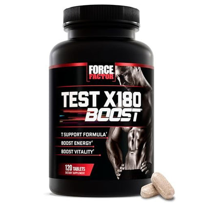 Force Factor Test X180 Boost – 9-in-1 Testosteron-Booster für Männer mit D-Asparaginsäure, Bor, Bockshornklee, Tribulus Terrestris & zumXR – 120 Tabletten