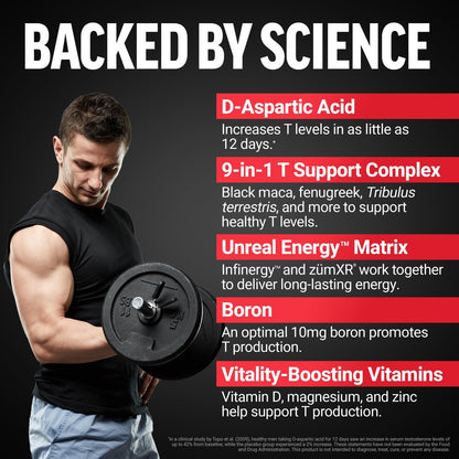 Force Factor Test X180 Boost – 9-in-1 Testosteron-Booster für Männer mit D-Asparaginsäure, Bor, Bockshornklee, Tribulus Terrestris & zumXR – 120 Tabletten