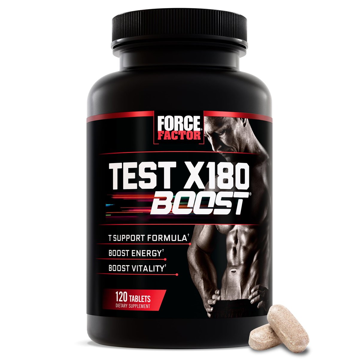 Force Factor Test X180 Boost – 9-in-1 Testosteron-Booster für Männer mit D-Asparaginsäure, Bor, Bockshornklee, Tribulus Terrestris & zumXR – 120 Tabletten