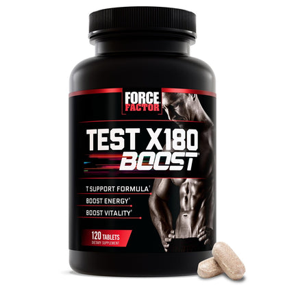 Force Factor Test X180 Boost – 9-in-1 Testosteron-Booster für Männer mit D-Asparaginsäure, Bor, Bockshornklee, Tribulus Terrestris & zumXR – 120 Tabletten
