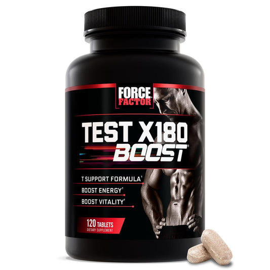 Force Factor Test X180 Boost – 9-in-1 Testosteron-Booster für Männer mit D-Asparaginsäure, Bor, Bockshornklee, Tribulus Terrestris & zumXR – 120 Tabletten