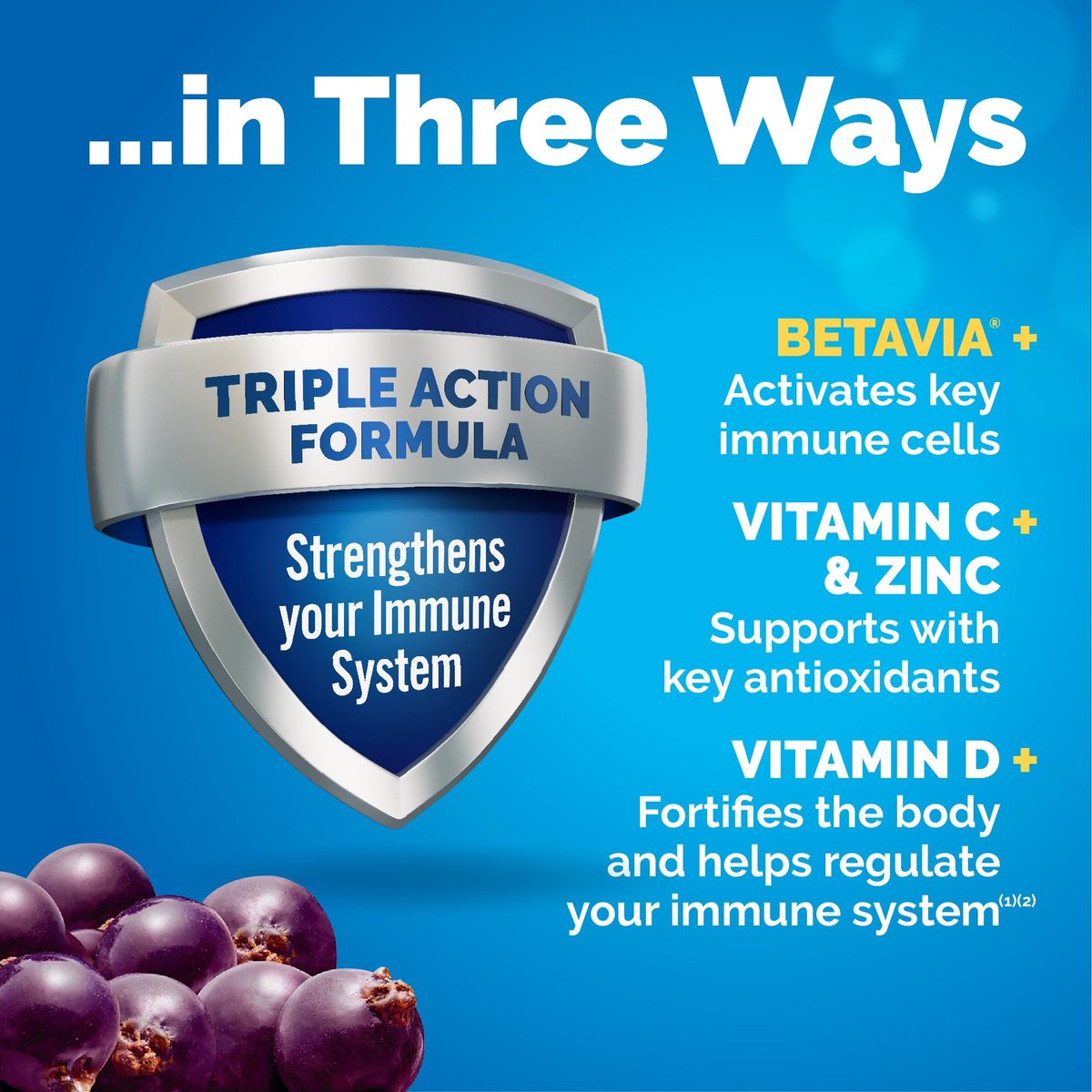 Emergen-C Immune+ Triple Action Immununterstützung Pulver mit BetaVia®, 1000 mg Vitamin C, B-Vitamine, Vitamin D und Antioxidantien, Holunderbeere – 18 Portionen