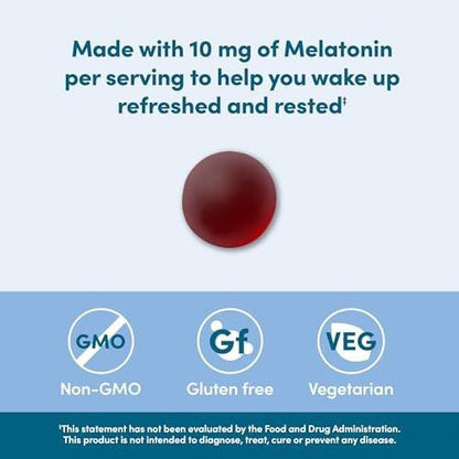 Melatonin Gummis mit Erdbeergeschmack, 10 mg, 60 Stück – Schlafunterstützung
