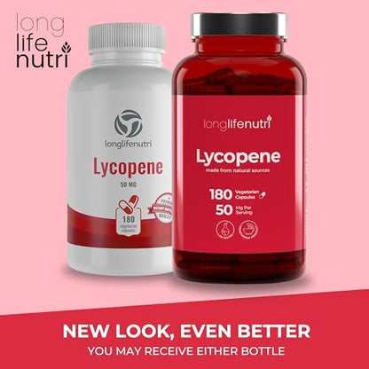 Lycopin 50 mg 180 vegane Kapseln | Nahrungsergänzungsmittel | Natürlicher Tomatenextrakt, Non-GMO, reines Pulver