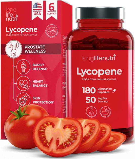 Lycopin 50 mg 180 vegane Kapseln | Nahrungsergänzungsmittel | Natürlicher Tomatenextrakt, Non-GMO, reines Pulver