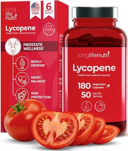 Lycopin 50 mg 180 vegane Kapseln | Nahrungsergänzungsmittel | Natürlicher Tomatenextrakt, Non-GMO, reines Pulver