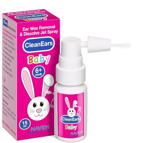 NAVEH PHARMA® CleanEars Baby – Ohrenspray für Babys & Kinder – Schnell wirkender Ohrenschmalzentferner – Baut Ohrenschmalz auf und löst es in nur einer Anwendung – Klinisch erwiesen 300 % wirksamer – Sanft & sicher – 15 ml