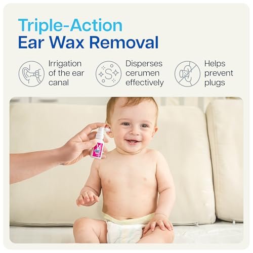 NAVEH PHARMA® CleanEars Baby – Ohrenspray für Babys & Kinder – Schnell wirkender Ohrenschmalzentferner – Baut Ohrenschmalz auf und löst es in nur einer Anwendung – Klinisch erwiesen 300 % wirksamer – Sanft & sicher – 15 ml