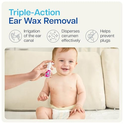NAVEH PHARMA® CleanEars Baby – Ohrenspray für Babys & Kinder – Schnell wirkender Ohrenschmalzentferner – Baut Ohrenschmalz auf und löst es in nur einer Anwendung – Klinisch erwiesen 300 % wirksamer – Sanft & sicher – 15 ml
