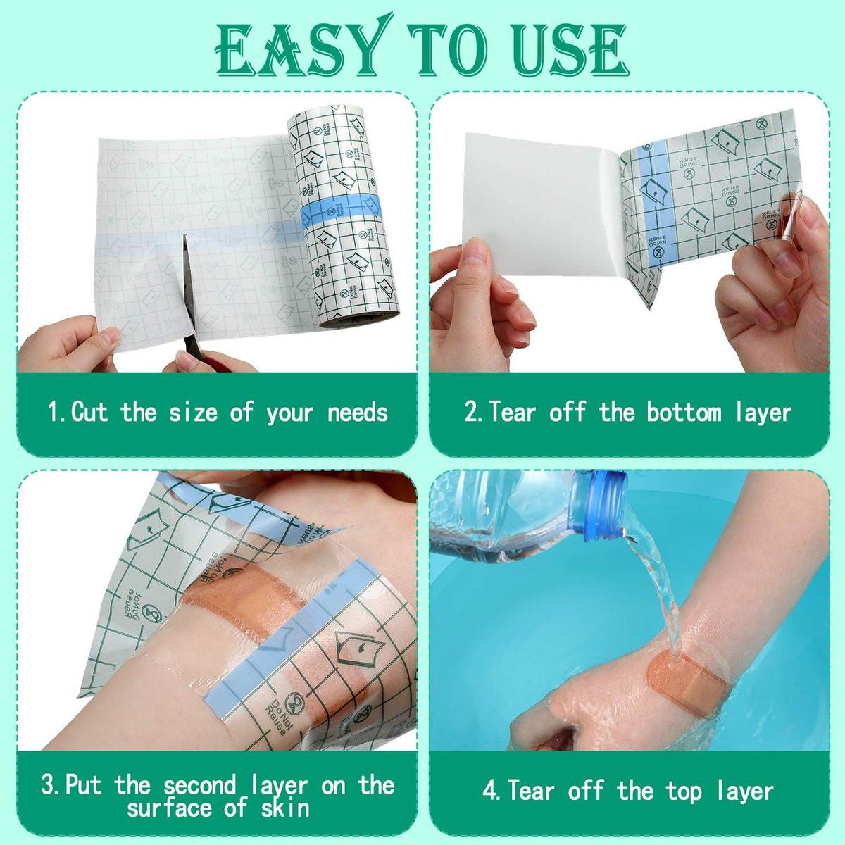 BBTO Transparentes Pflaster – Wasserdichtes, klares Klebeband für Tattoos und Schwimmen (6 x 197 Zoll)
