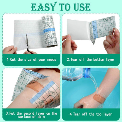 BBTO Transparentes Pflaster – Wasserdichtes, klares Klebeband für Tattoos und Schwimmen (6 x 197 Zoll)