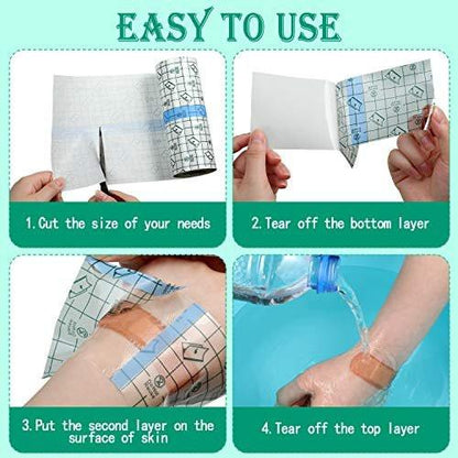 BBTO Transparentes Pflaster – Wasserdichtes, klares Klebeband für Tattoos und Schwimmen (6 x 197 Zoll)
