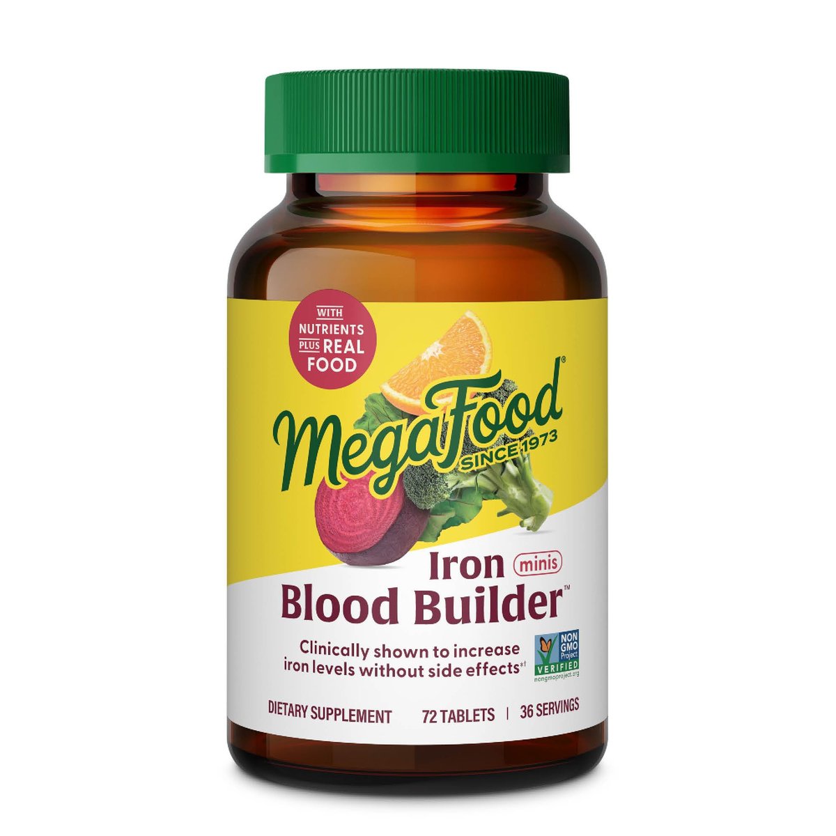 MegaFood Blood Builder Eisenpräparat für Frauen & Männer - Steigern Sie Ihren Eisenspiegel ohne Nebenwirkungen - Bekämpft Müdigkeit - Vitamin B12, Folsäure & Vitamin C - Vegan - 72 Minitabletten (36 Portionen)